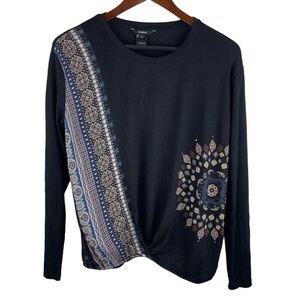 Desigual | Black Multi Print 3/4 Sleeve Blouse